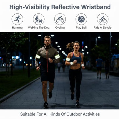 4Pcs High Visibility Reflective Bands, Elastic Reflective Wristbands