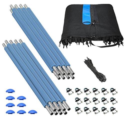 Machrus Upper Bounce Replacement Round Trampoline Safety Enclosure Net Set Kit with Poles and Hardware - size: 15 FT, style: 8 Poles