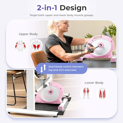 Sunny Health & Fitness Smart Mini Cycle, Under Desk Pedal Arm/Leg Exerciser - color: Pink