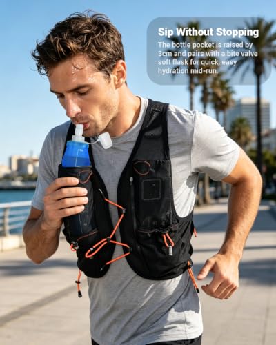 Running Vest for Women Men Hydration Vest with 500ml Flask - size: Medium-Large