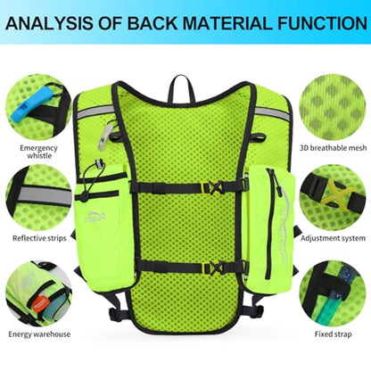 INOXTO Running Hydration Vest Backpack,Lightweight Insulated Pack with 1.5L Water Bladder Bag Daypack for Hiking Trail Running Cycling Race Marathon for Women Men - color: Green spots