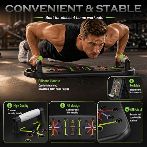 JLoibao Push Up Board, Portable Pushup Board for Men, Foldable Push Up Bar - color: Grey