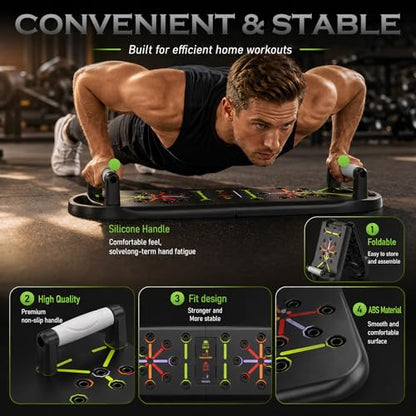 JLoibao Push Up Board, Portable Pushup Board for Men, Foldable Push Up Bar - color: Grey