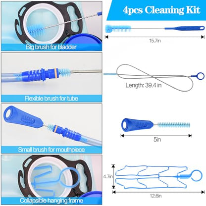 1.5L/2L/2.5L/3L Large Opening Hydration Bladder for Cycling Hiking Camping - color: 1 Pack 2L + 1 Set Bladder Cleaning Kit