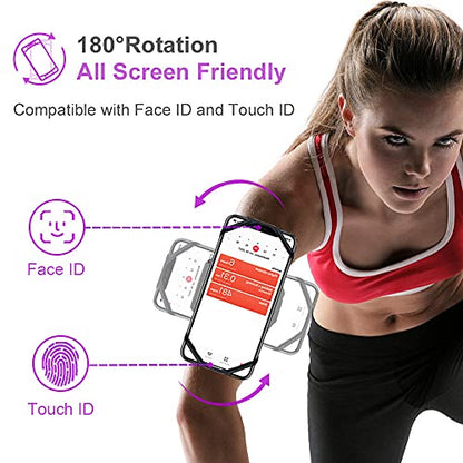Rotatable Running Cell Phone Armband with Airpods Holder, Black