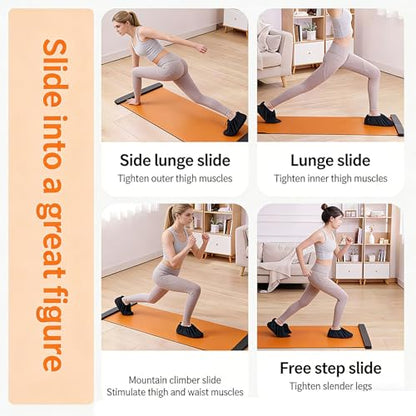 Sliders for Working Out Slide Board Mat with End Stops, Booties & Carrying Bag for Low-Impact Indoor Home Workouts Pot Training Fitness and Improve Balance Ability