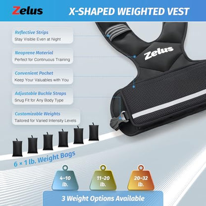 ZELUS Weighted Vest for Men Women,Adjustable 4-32lb Vest, Removable Weights - color: Black, size: 4-10 lb.