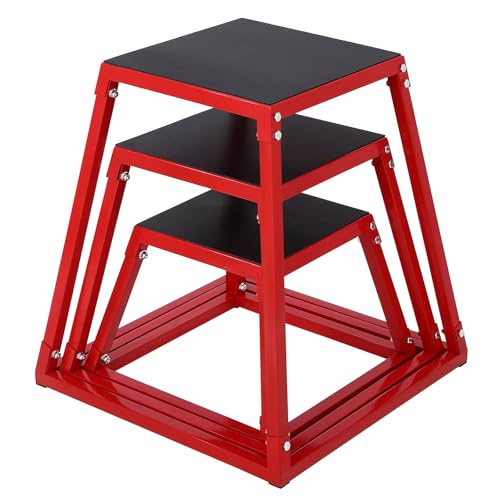 12"/18"/24"/30" Plyometric Jump Box, Heavy-Duty Steel Plyo Box with Rubber Pad, Versatile Workout Bench Training for Home Gym Equipment, Exercise Step Platform, Conditioning Strength Training - size: 12+18+24 Inch