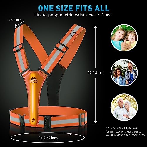 LED Reflective Vest Safety Gear, Light Up Vest for Night Walking Cycling, High Visibility Running Vest with Reflective Strips - color: Orange