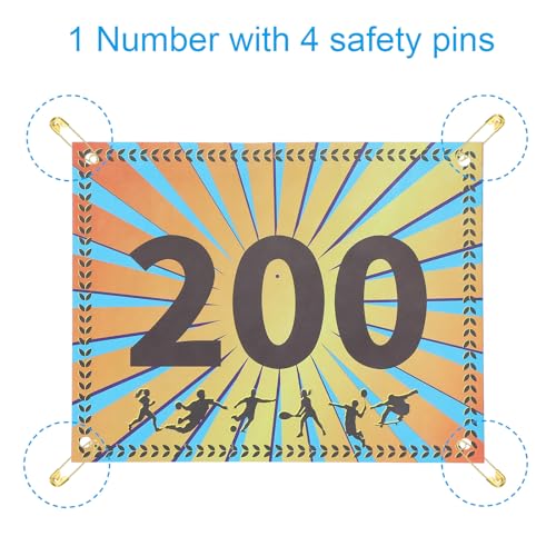 PATIKIL Tearproof Running Bib Numbers, Wheat Ears Waterproof Race Competitor Numbers with Safety Pin for Marathon Sports Game Competition Runner - style: 1-200
