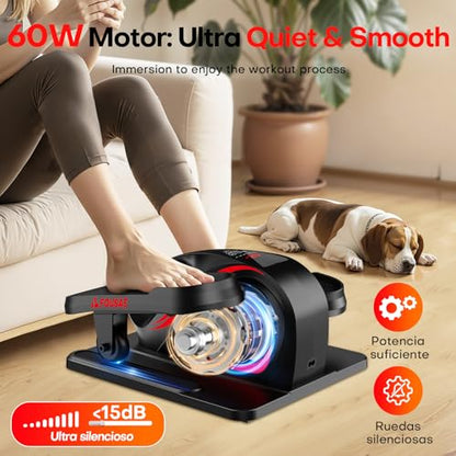 Under Desk Elliptical Machine, Electric Elliptical Leg Exerciser While Sitting for Seniors with Upgraded 15 Speeds & 12 Auto Mode, Forward & Reverse Direction, Quiet Portable Seated Pedal Exerciser