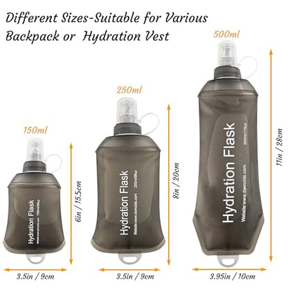 J.CARP 150ml Soft Flask Running Water Bottles, TPU Foldable Running Hydration Flask for Hydration Pack Cycling Hiking Climbing Outdoors Motorbike Dark Grey - color: Dark Grey, 150ml