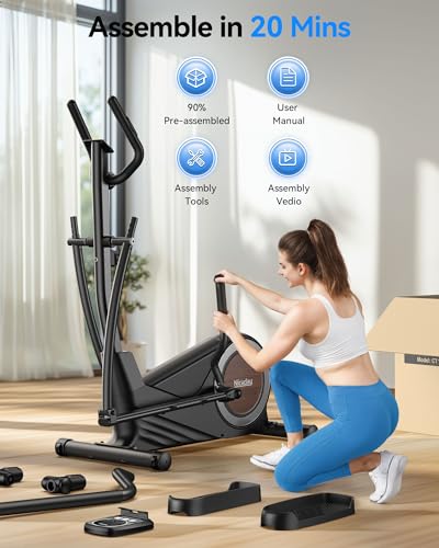 Niceday Elliptical Exercise Machine with 15.5/18/19IN Long Stride - color: 15.5IN Stride Brown
