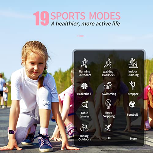 Kids Fitness Tracker Watch, IP68 Kids Waterproof Smart Watch - color: Pink