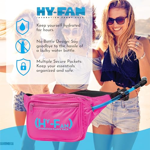 HY-FAN Hydration Fanny Pack with Bladder, 17oz BPA-Free, Hands-Free Design, Secure Pockets, Ideal for Athletic Outdoor Activities, Travel and More - Yellow - color: Yellow