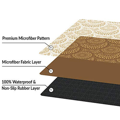 Set of 7 Stair Treads Ultra-Thin with Non Slip Rubber Backing 9”x26”, Mocha/Light Brown Color - 7 Pieces - color: Mocha, size: Design #1
