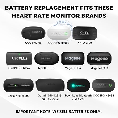 Heart Rate Monitor Chest Strap Batteries (2-Pack) CR2032 – Garmin HRM 200, HRM-Dual, Powr Labs, COOSPO, Magene, MOOFIT, KYTO – Heart-Rate Chest Strap Battery Replacement Kit
