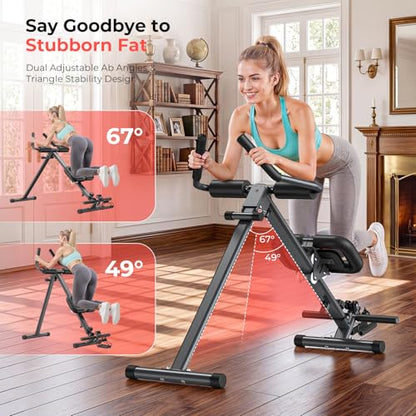 Ab Machine and Rowing Machine, 4 in 1 Rowing Machines for Home with 2 Adjustable Inclined Angles, Quiet & Foldable Rower Machine,Row Machine for Home