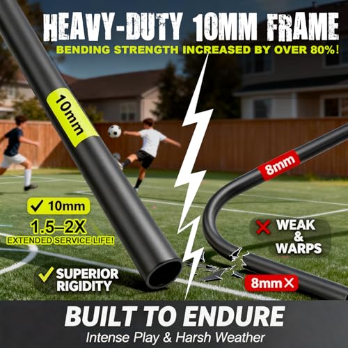 Kids Backyard Soccer Goal, 10 mm Poles & 5-Layer Net, 4x3/6x4/7x5FT - size: 4 ft x 3ft, style: Green Black