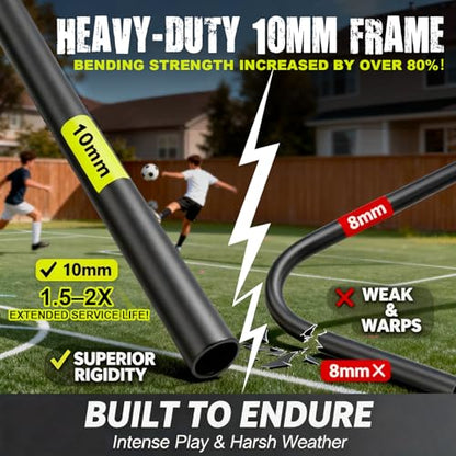 Kids Backyard Soccer Goal, 10 mm Poles & 5-Layer Net, 4x3/6x4/7x5FT - size: 4 ft x 3ft, style: Green Black