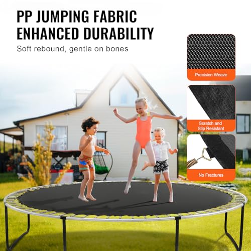 VEVOR Replacement Trampoline Mat, Jumping Mat Fits 12/13/14/15 ft Frame, Universal Jumping Round Trampoline, UV-Resistant Mat with Spring Tool & 72/80/92 V-Rings, Fit 5.5"/6.5"/7" Spring Length - style: 15FT-96 V-rings-Fit 7" Spring Length