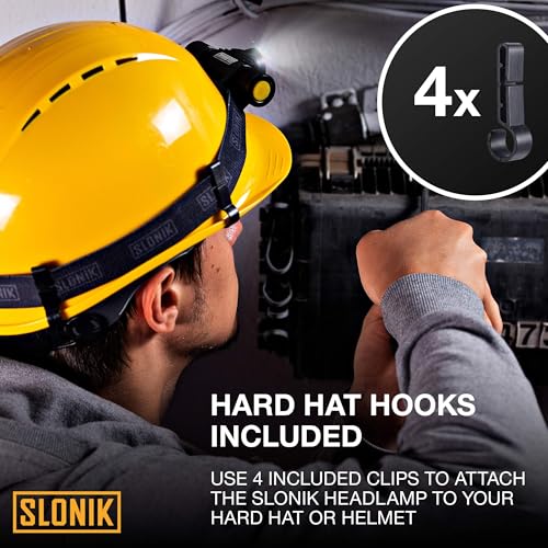 SLONIK Headlamp Rechargeable - 1000 Lumen LED USB Rechargeable Headlight - IPX4 Waterproof Head Lamp with Bright 60 ft Flashlight Beam - Hiking & Outdoor Camping Gear, Black - LED Headlamp - color: Black, size: 1000l Gen 2