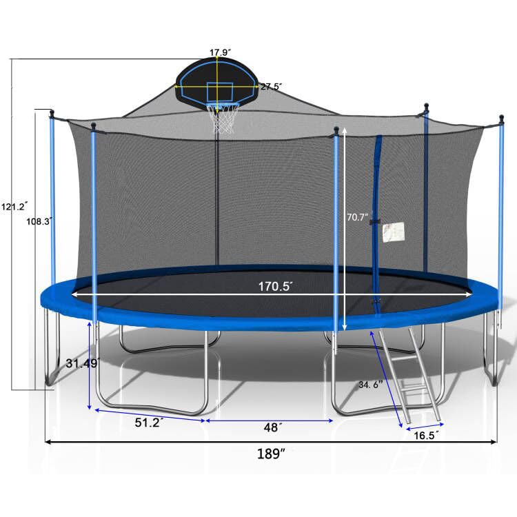 Trampoline with Outdoor Bounce Bed - size: 16FT