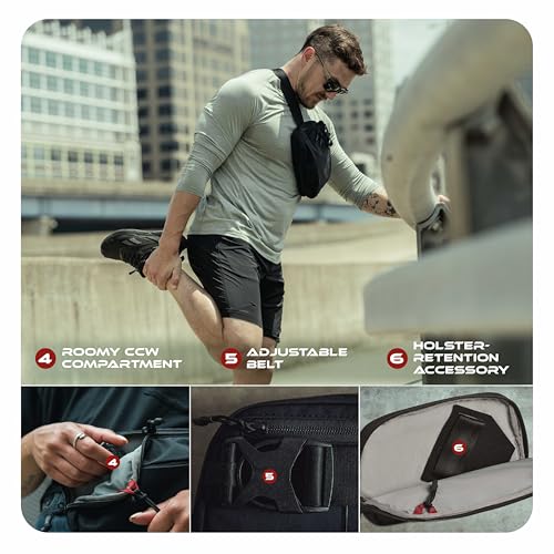 Vertx Everyday Tactical Fanny Pack + - 100% Nylon Fanny Pack for Men and Women with CCW-Ready Design and Rapid Access Tab - Black - 2L - color: Black, style: Everyday Fanny Pack +
