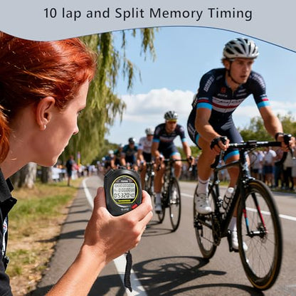 Stopwatch Timer Multi Splits/Laps Digital Stop-Watch for Sports - color: Black