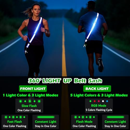 LED Reflective Belt Sash, Rechargeable LED Light Night Safety Walking Gear, High Visibility Adjustable Reflective Gear for Runners Walkers Cyclists at Night (Blue) - color: Blue