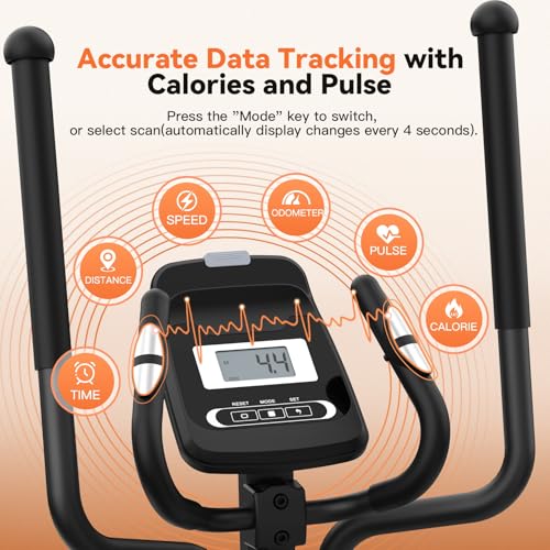 ANCHEER Elliptical Exercise Machine for Home, Ultra-Quiet 15dB Magnetic Elliptical Trainer, 14 Resistance Levels, 15.5" Stride, 500 LB Capacity, Real-Time Workout Tracking Monitor, 95% Pre-Assembled - color: Silver