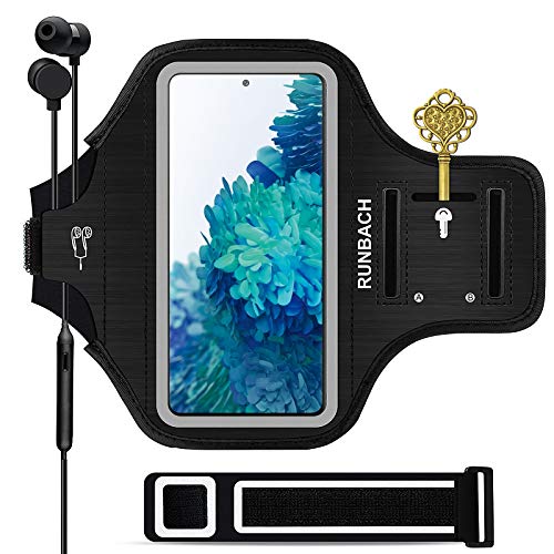 Water Resistant Running Armband for Samsung Galaxy S20 FE/S20+/S10+/S10 Lite/S9+/S8+,Galaxy A60/A51/A50/A32/A30/A20/A11/A10/A8S,with Fingerprint Touch,Adjustable Strap and Card Slot(Black)