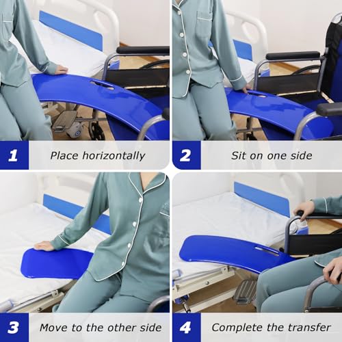 YHK Sliding Transfer Boards, Sliding Boards Transfer to Wheelchairs, Seniors from Bed to Chair, Car, Slide Assist Device, Sliding Boards Hold up to 440 lbs, with Slide Sheet 16"x24" (Blue) - size: Slide Transfer Board 31.5" with 16*24 Slide Sheet