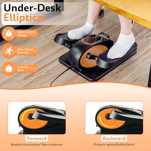 Under Desk Elliptical Exercise Machine, Electric Leg Exerciser with 12 Speeds, Forward & Reverse Modes,Quiet Compact Seated Pedal Stepper Machine with Remote Control for Seniors & Adults - color: Black