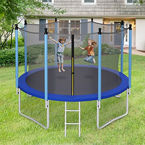 GYMAX Trampoline, 8FT 10FT 12FT 14FT 15FT 16FT Recreational Trampolines w/Safety Enclosure Net & Ladder - ASTM Certificated, Outdoor Trampoline for Kids and Adults - style: Internal-Net 12FT