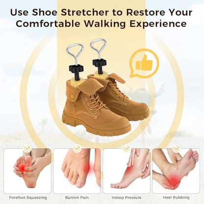 Shoe Stretcher Boot Stretcher Men Women, 2Pcs Adjustable for Wide Feet - color: Yellow, size: S (Men 4.5-7.5,Women 6-9)