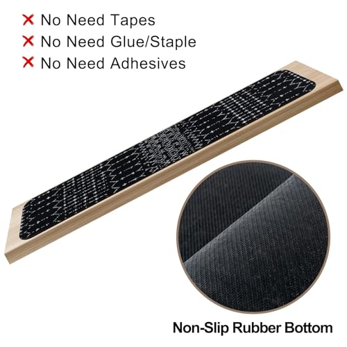 OJIA Stair Treads Non-Slip Stair Runners for Wooden Steps 15PCS 30"x8" - color: Black/Boho, size: 30" x 8"