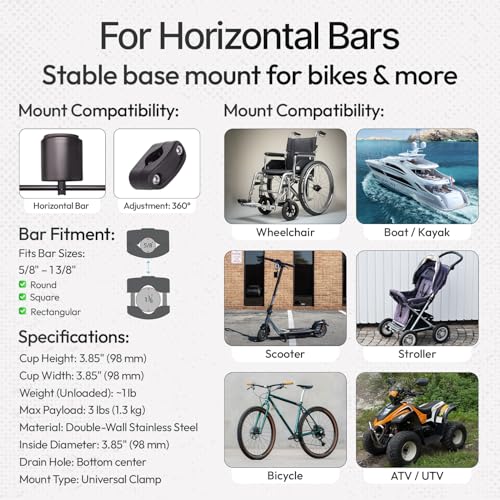 Kroozie XL Bike Cup Holder, Stainless Steel - color: Stainless Steel