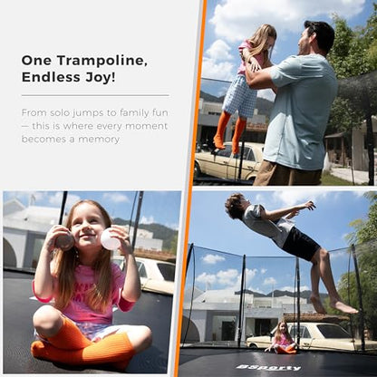 Trampoline Outdoor 10FT 14FT 16FT with Enclosure,5 Reinforced U-Shaped Legs with Center Support,ASTM Approved,Recreational Trampoline for Kids and Adults - size: 10FT