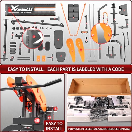 XGSW Multi-Function Home Gym Workout Station, Featuring a Pulley System, arm Trainer, and Leg Trainer for Full-Body Workouts. - size: L03-1 【154LBS】Fitness Station