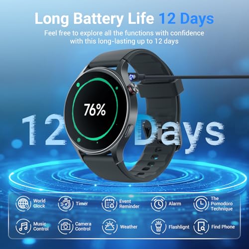 Fitpolo Smart Watch for Men Women,1.3" AMOLED Touchscreen Fitness Tracker, Make/Answer Calls, Heart Rate SpO2 Monitor, 3ATM Waterproof, Sleep & Activity Tracking Smartwatch for Android Phones iPhone - color: Black