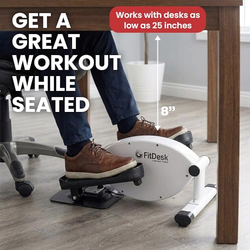 FitDesk Under Desk Bike Exercise Machine, Compact Magnetic Pedal Exerciser, Mini Elliptical, Quiet Seated Cardio Trainer for Home Office Workouts, Adjustable Resistance Bike for Desk Fitness - style: UnderDesk Elliptical