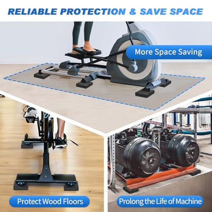 BXI Heavy Duty Exercise Equipment Mat Pads Natural Rubber, 0.8 Thick 4 x 4 Inches 4 Pcs Non Slip Noise Reduction Anti Vibration Treadmill Stationary Bike Mats, Steel Embedded Pads for Hardwood Floors - size: 4''x 4'', 4pcs