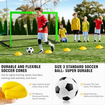 Soccer Goal, Kids Soccer Goals for Backyard Set of 2, Pop Up Soccer Net - color: Green, size: 4X3 FT