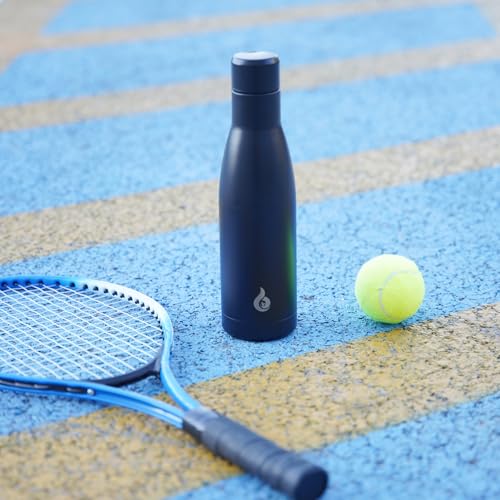 BJPKPK 17 oz Insulated Thermal Metal Water Bottle, Stainless Steel Flask - color: Midnight Black, size: 17 Ounces