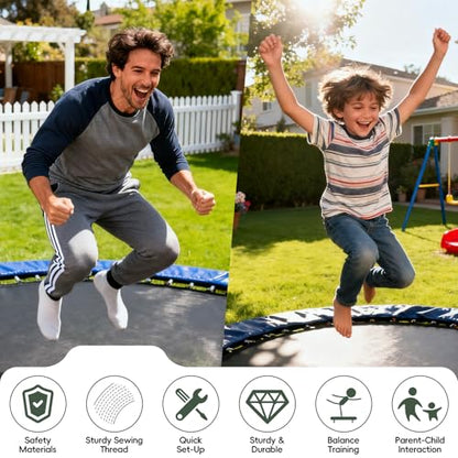 Trampoline Mat Replacement,12.6ft Diameter Mat with 72 Rings,Fits 14ft Trampoline and 5.3-5.7“ Spring (Frame & Spring Not Include)