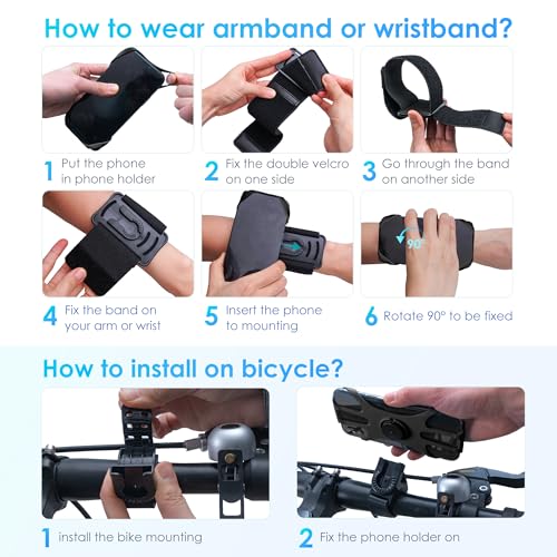 Cikyner 3 in 1 Running Armband, 360° Rotatable & Detachable Sports Armband - color: G4Black