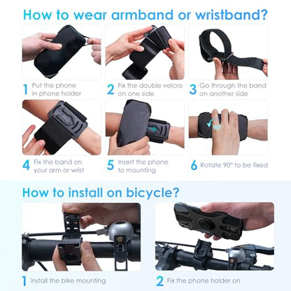 Cikyner 3 in 1 Running Armband, 360° Rotatable & Detachable Sports Armband - color: G4Black