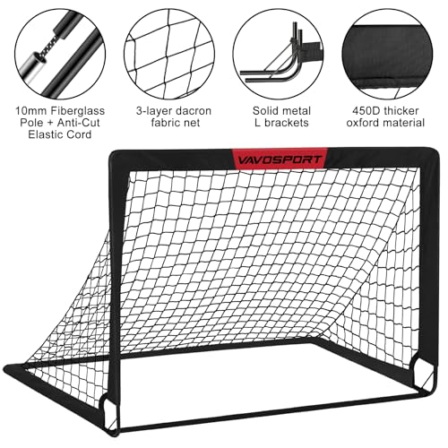 VAVOSPORT Kids Soccer Goals for Backyard Set of 2,Soccer Training Equipment - color: 1-Black, style: 4 ft x 3 ft