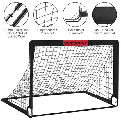 VAVOSPORT Kids Soccer Goals for Backyard Set of 2,Soccer Training Equipment - color: 1-Black, style: 4 ft x 3 ft